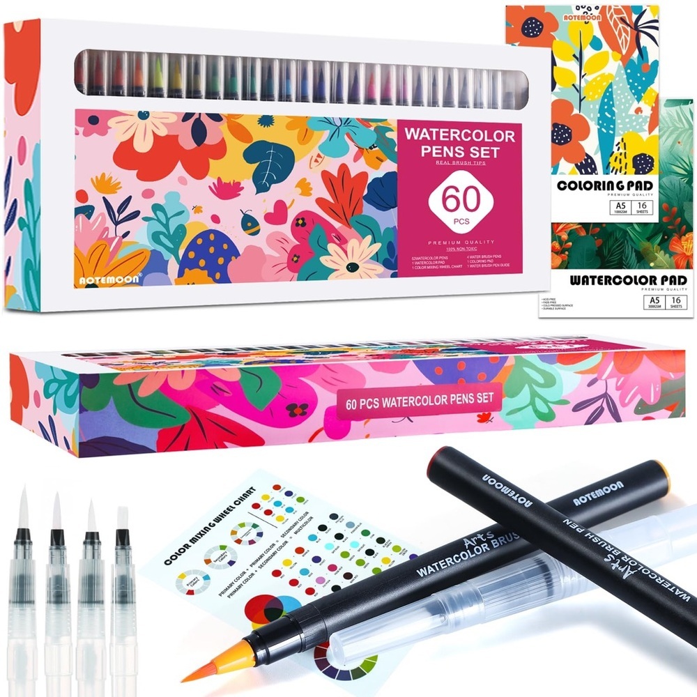 Art Supplies Gifts for Girls Teens Beginners, 60 Watercolor Pens